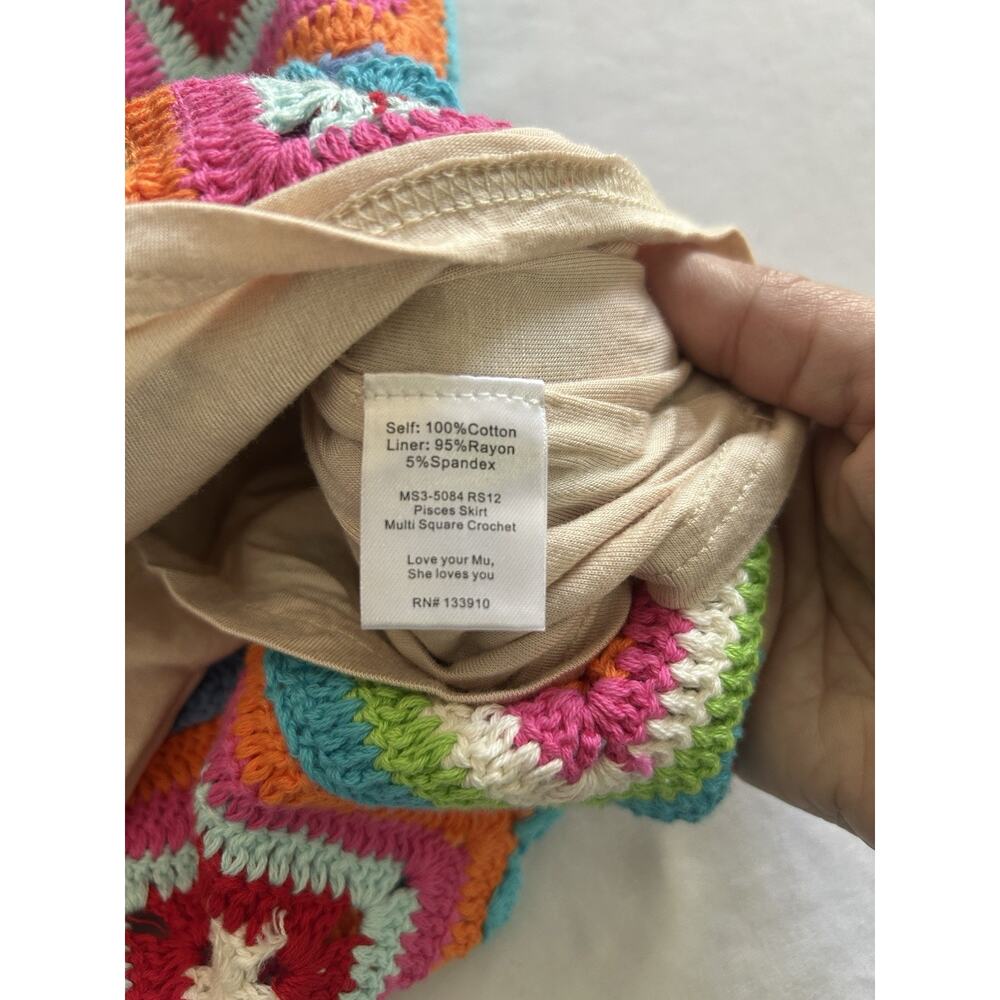 Show Me Your Mumu Crochet Granny Square Mini Skirt Womens Size Medium NWT - Picture 4 of 7